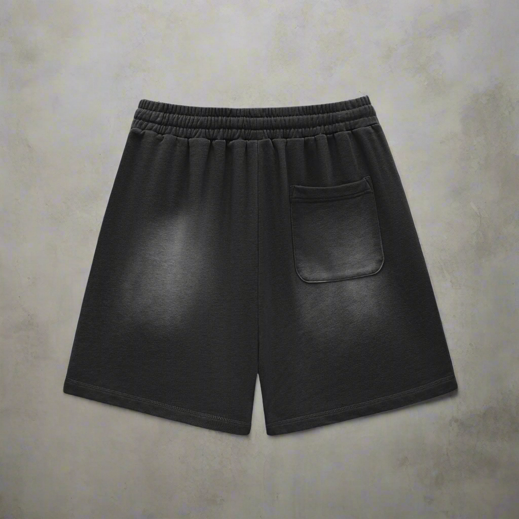 Sun Fade Raw Edge Cotton Shorts