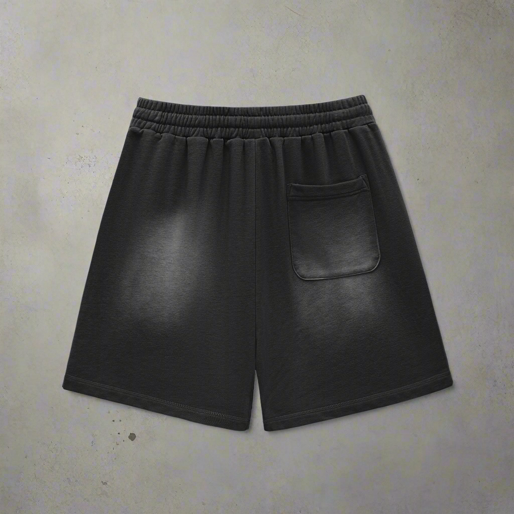 Sun Fade Raw Edge Cotton Shorts