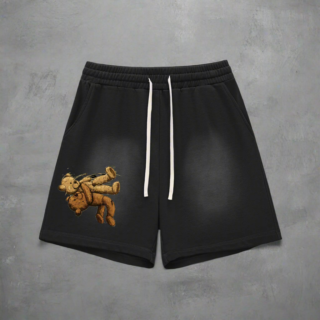 Sun Fade Raw Edge Cotton Shorts