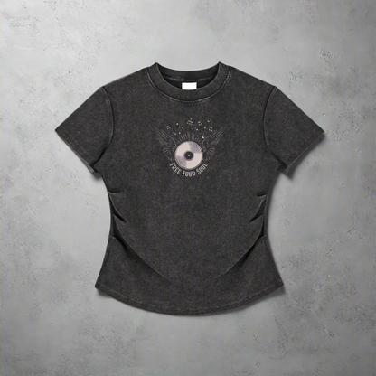 Vintaged-Wash Bodycon Cotton T-Shirt
