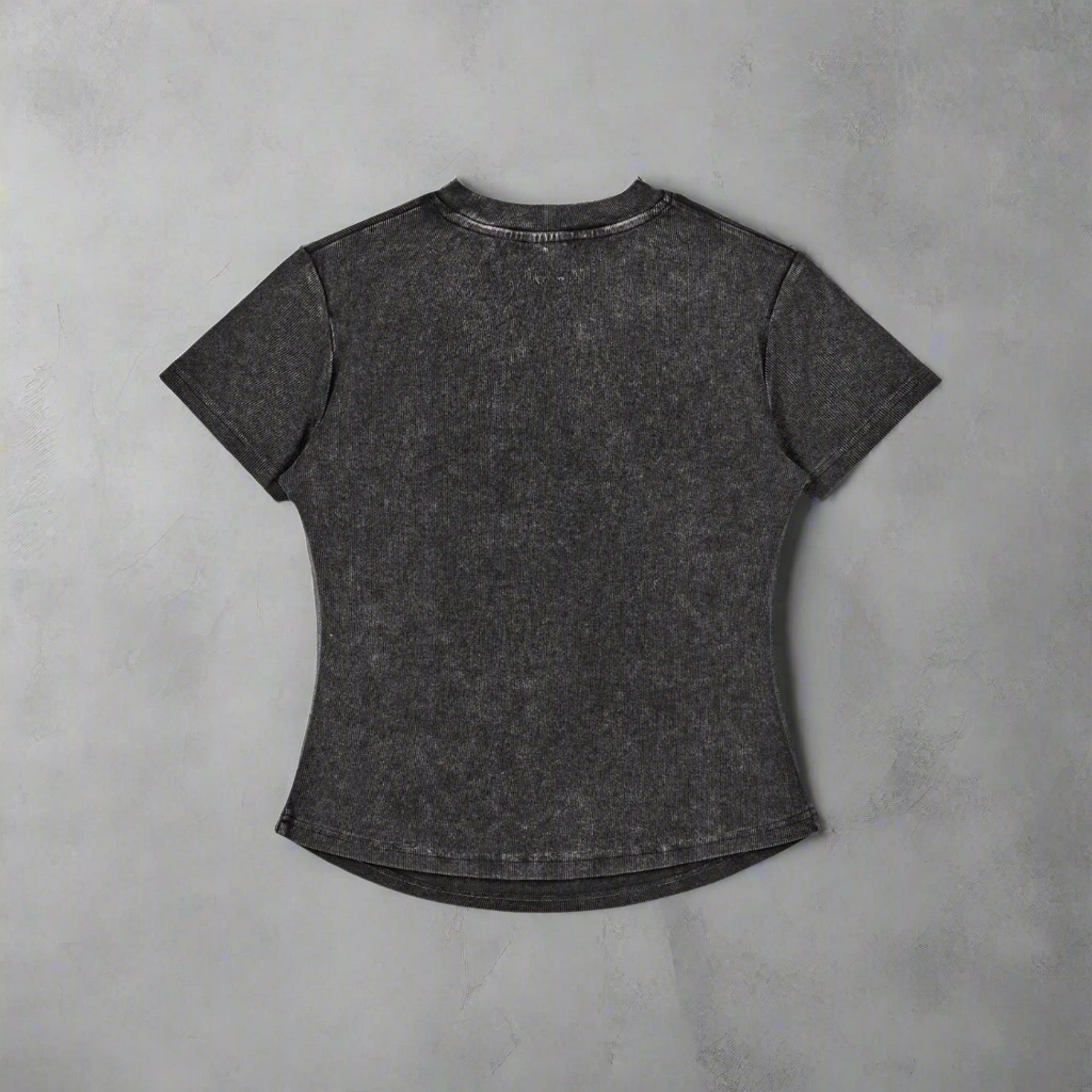 Vintaged-Wash Bodycon Cotton T-Shirt