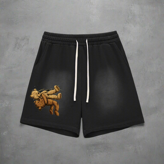 Sun Fade Raw Edge Cotton Shorts
